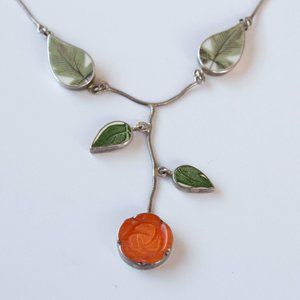 Porcelain and Chalcedony Flower Necklace